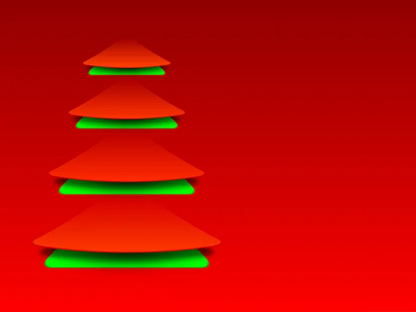 Arbre de Noël stylisé sur fond rouge pour Joyeux Noël — Image vectorielle