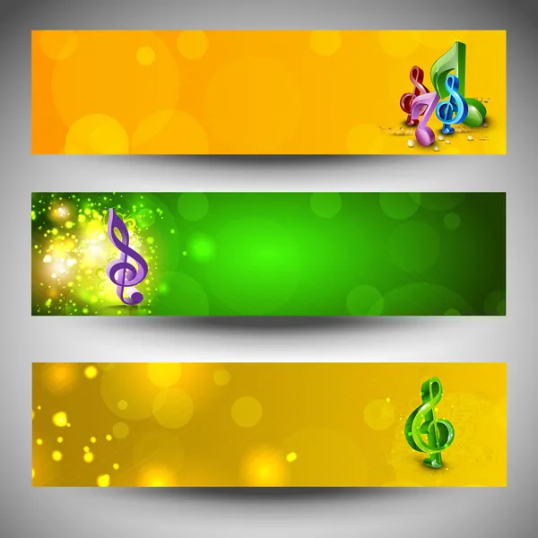 Μουσική ιστοσελίδα κεφαλίδες ή banners. EPS 10. — Διανυσματικό Αρχείο