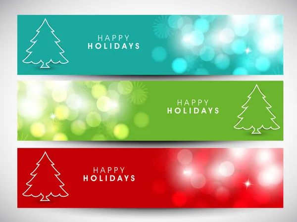 Happy holidays website headers or banners. EPS 10. — Stock Vector