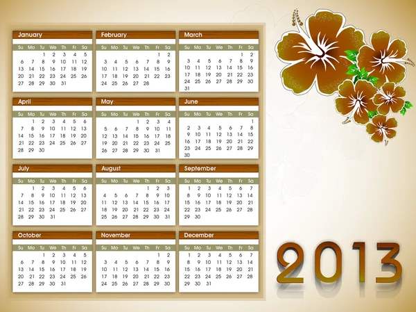 Calendário do ano 2013. EPS 10 . — Vetor de Stock