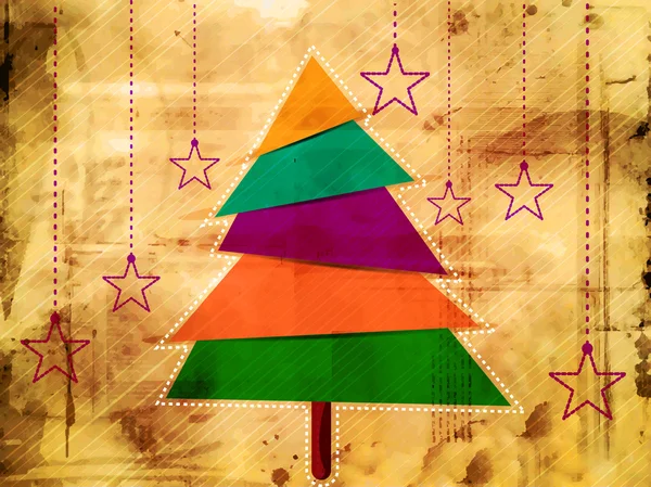Vintage Joyeux vœux de Noël ou carte cadeau avec Noël tr — Image vectorielle
