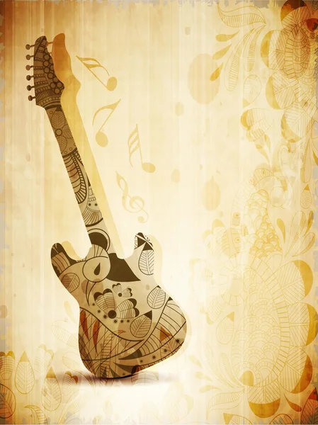 Music concept with guitar on vintage background. EPS 10. — Stock Vector