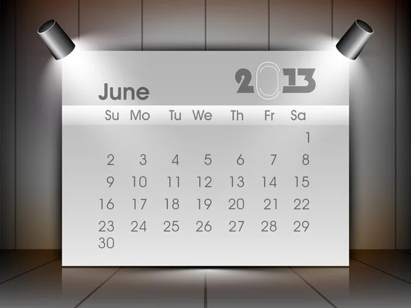 June 2013 calender. EPS 10. — Stock Vector