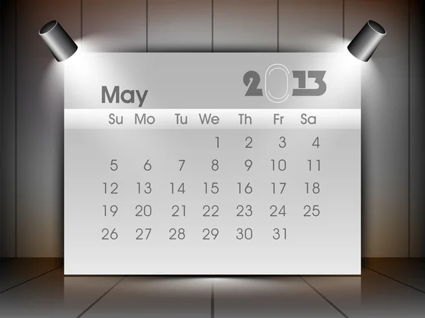 Mai 2013 Kalender. Folge 10. — Stockvektor