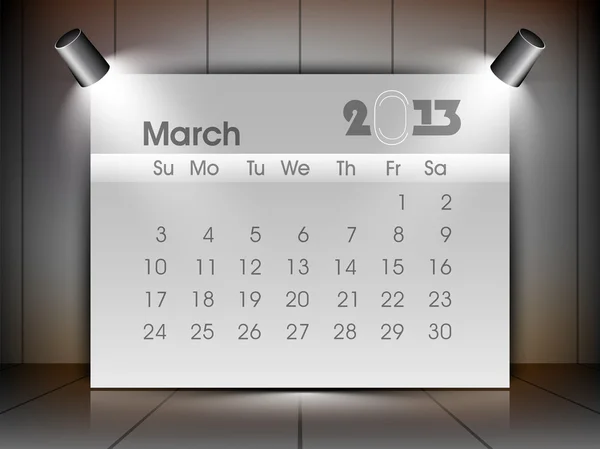 Μαρτίου 2013 ημερολόγιο. EPS 10. — Διανυσματικό Αρχείο