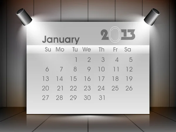 Januari 2013 kalender. EPS 10. — Stockvector