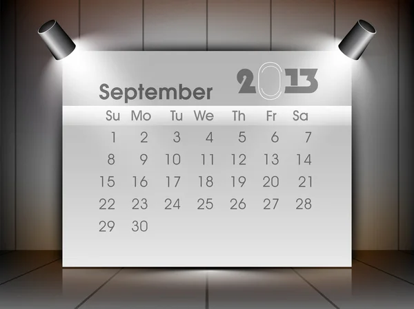 September 2013 kalender. EPS 10. — Stockvector