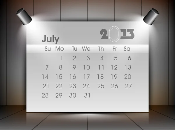 Calendario julio de 2013. EPS 10. — Stockvector