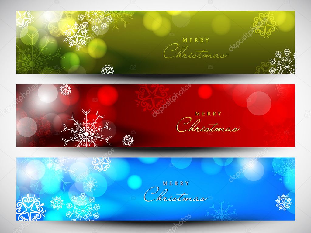 Merry Christmas website header or banner set. EPS 10. Stock Vector