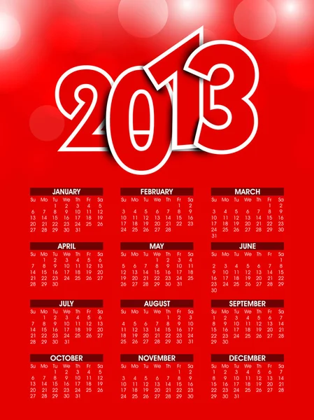 2013 anno calendario. EPS 10 . — Vettoriale Stock