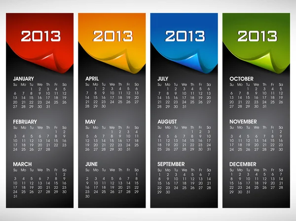 2013 年カレンダー。eps 10. — ストックベクタ