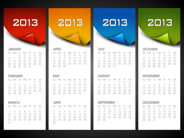 2013 年カレンダー。eps 10. — ストックベクタ