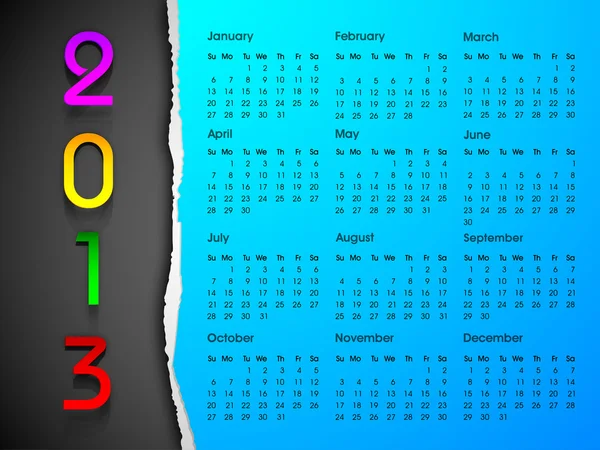 2013 jaar kalender. EPS 10. — Stockvector