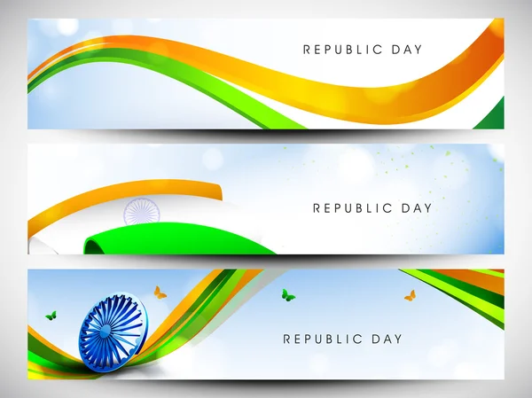 Website Headers or banners set for Republic Day. EPS 10. — Stock Vector