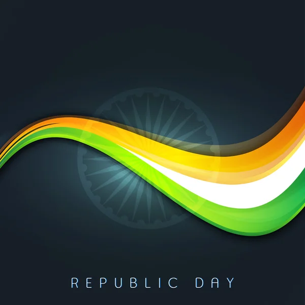 Indische Flagge Farbe kreative Welle Hintergrund mit Asoka-Rad. eps — Stockvektor