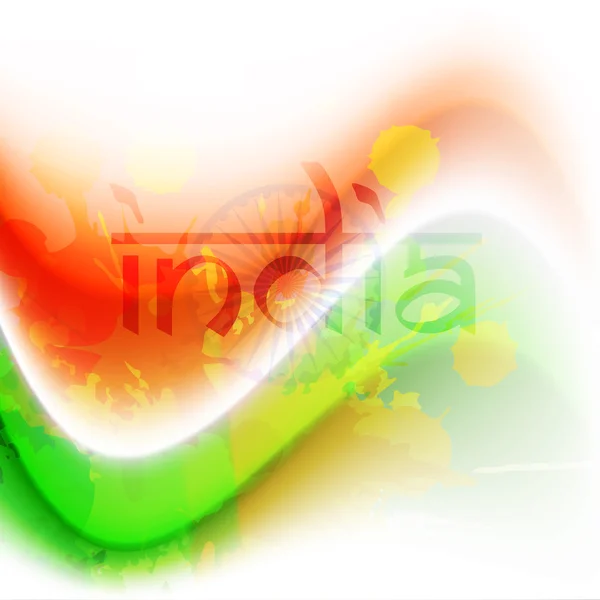 Indian flag color creative wave background with Asoka wheel. EPS — Stock Vector