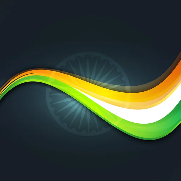 Indian flag color creative wave background with Asoka wheel. EPS — Stockvector