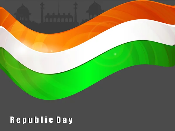 印度国旗的颜色与阿育王轮创意波背景。eps — 图库矢量图片