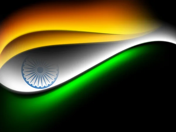 인도 깃발 Asoka 바퀴와 크리에이 티브 웨이브 배경 색상. Eps — 스톡 벡터