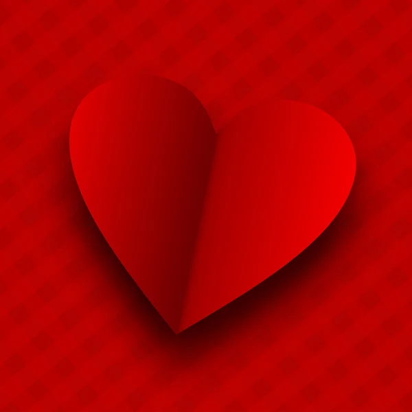 Carte de voeux de Saint Valentin ou carte cadeau avec coeur rouge sur rouge — Image vectorielle
