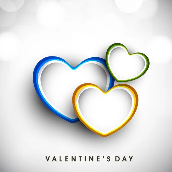 Carte de voeux pour la Saint-Valentin ou carte cadeau avec des cœurs colorés o — Image vectorielle