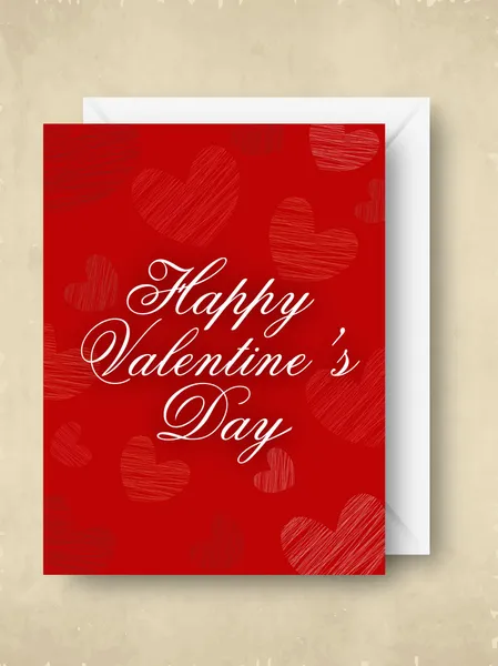 Tarjeta de felicitación feliz día de San Valentín en color rojo con enve blanco — Vector de stock