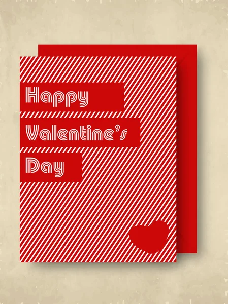 Glückliche Valentinstag-Grußkarte in roter Farbe mit rotem Umschlag — Stockvektor
