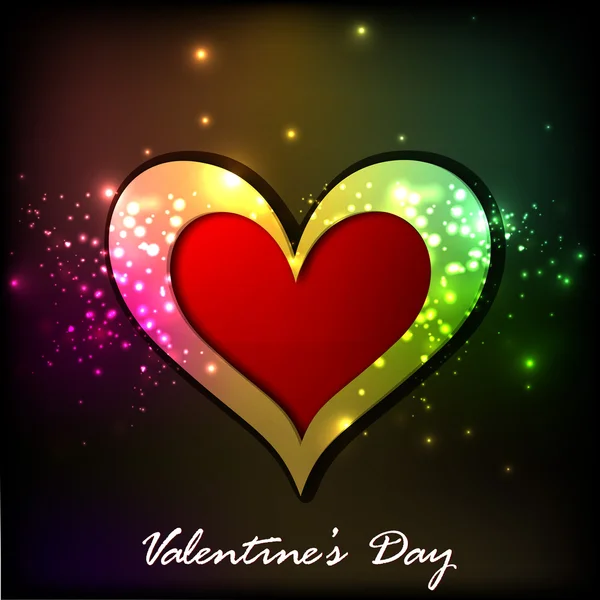 Tarjeta de felicitación del día de San Valentín brillante con corazón brillante. EPS 10 . — Vector de stock