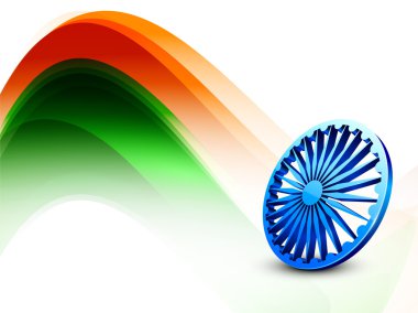 Hindistan bayrağı ile 3d asoka tekerlek yaratıcı dalga arka planını renklendirin.