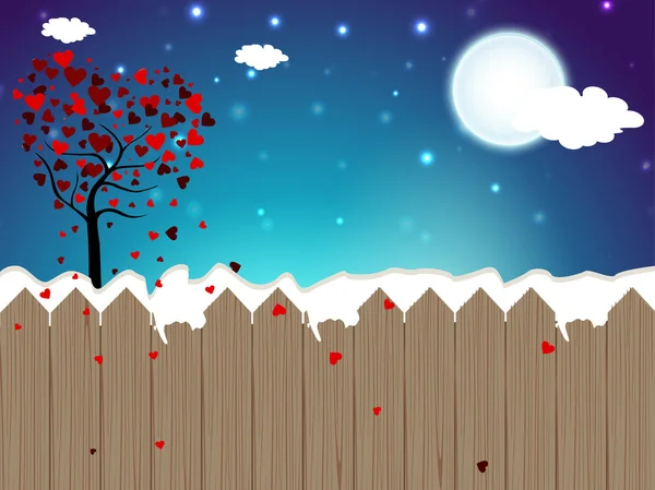 Fond Saint-Valentin avec Love tree en saison hivernale. SPE 1 — Image vectorielle