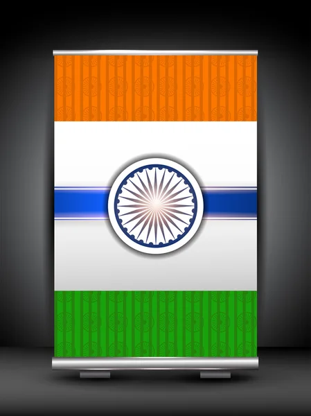 Indian flag background on roll up stand. EPS 10. — Stock Vector