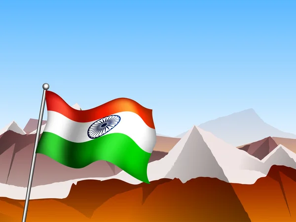 Indian Flag waving on mountains. EPS 10. — Stock Vector