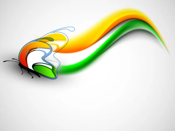 インドの旗の蝶と創造的な波の背景を色します。eps 1 — ストックベクタ