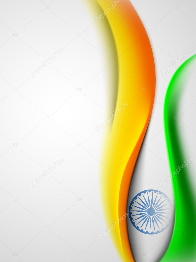 Indian flag color creative wave background with Asoka wheel. EPS