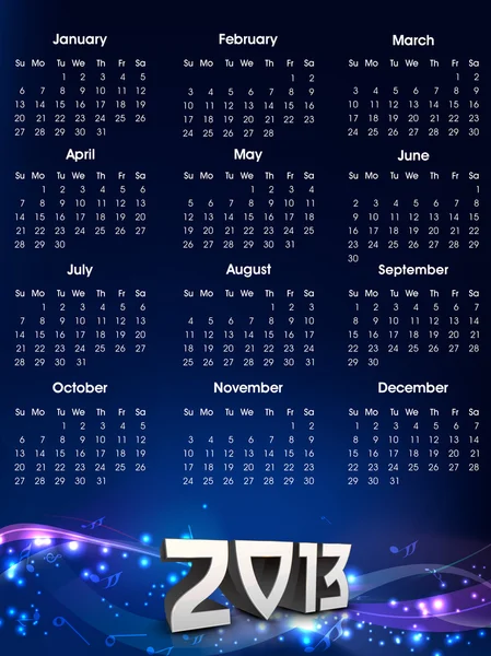 2013 évben naptár. EPS 10. — Stock Vector