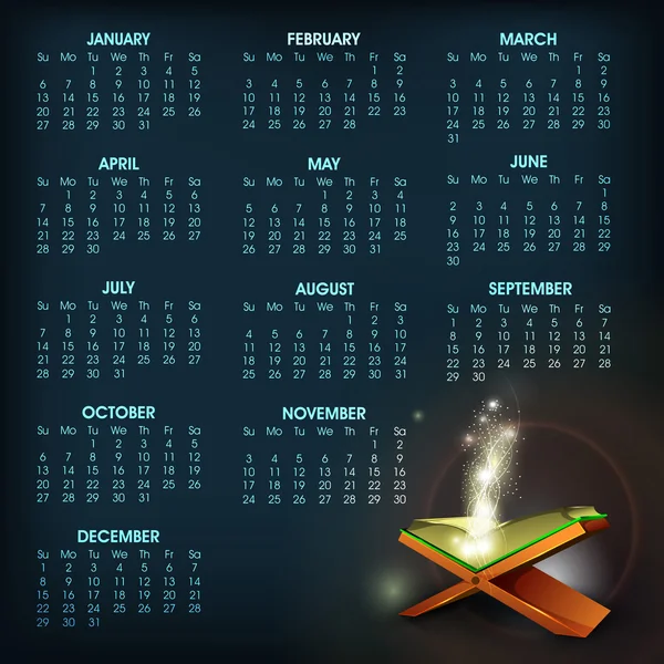 シャリフ コーランとイスラム カレンダー 2013年。eps 10. — ストックベクタ