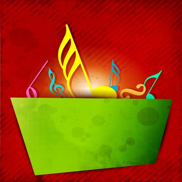 Abstract musical notes banner on red background. EPS 10. — Stock Vector