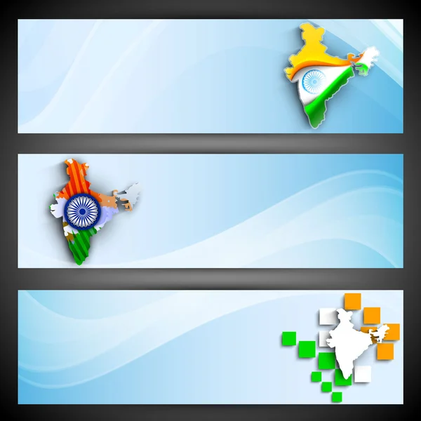 India Mapa de diseño en colores bandera tri, encabezados del sitio web o banners — Vector de stock