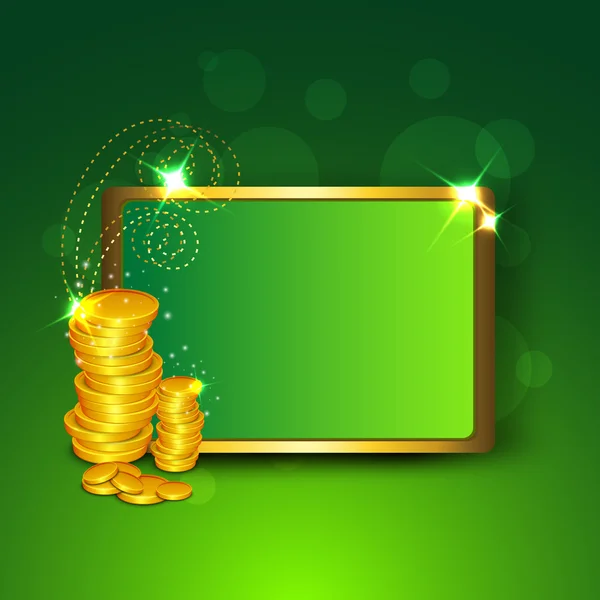 St.. Patrick's Day banner with gold coins. EPS 10. — Stock Vector