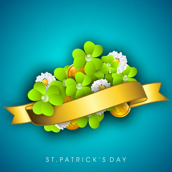 Irish four leaf lucky clovers background for Happy St. Patrick's — Stock Vector