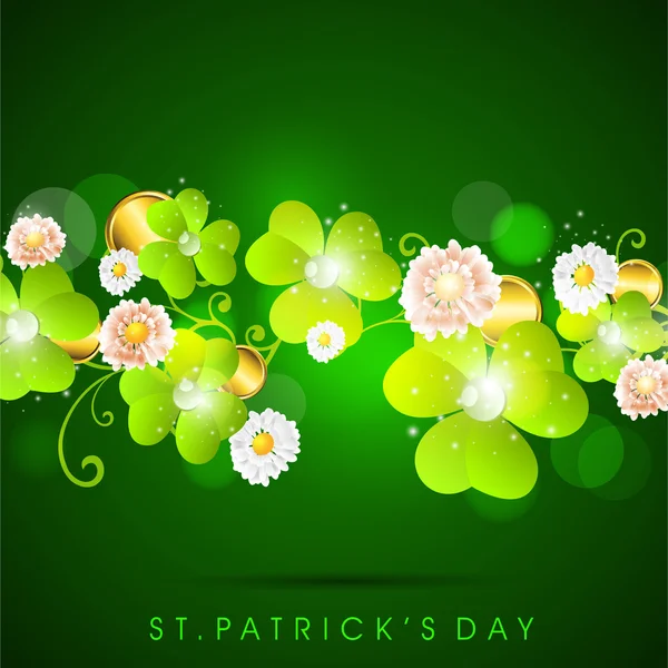 幸せの St. Patrick's のアイルランドの四つ葉幸運のクローバー背景 — ストックベクタ