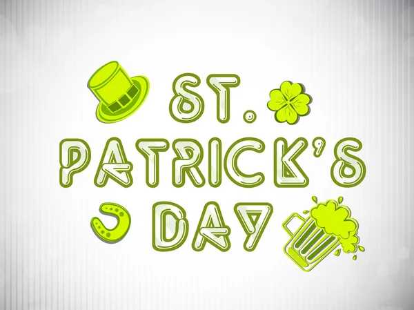 St. Patrick's Day background with leprechaun hat, clover leaf. b — Stock Vector