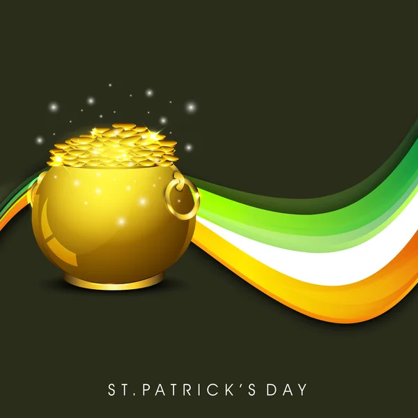 Happy St. Patrick's Day greeting card or background with golden — Stock Vector