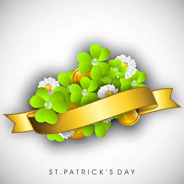 Irish four leaf lucky clovers background for Happy St. Patrick's — Stock Vector