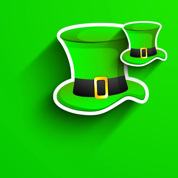 St. Patrick's Day gratulationskort med Leprechaun hatt på gröna bac — Stock vektor