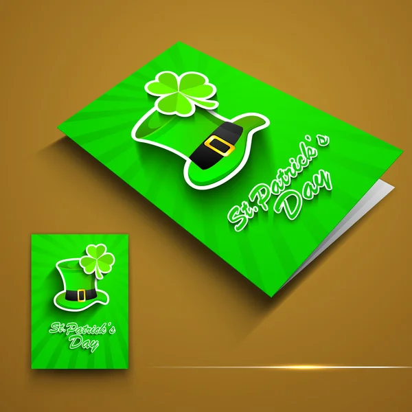 St. Patrick's Day greeting card or flyer with Leprechaun hat and — Stock Vector