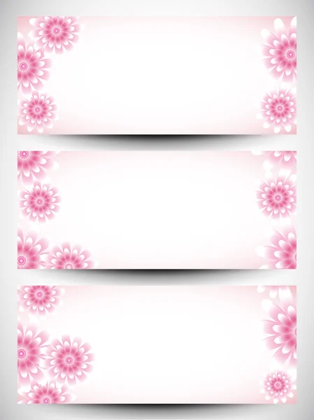 Floral ingerichte website header en banner instellen. EPS 10. — Stockvector