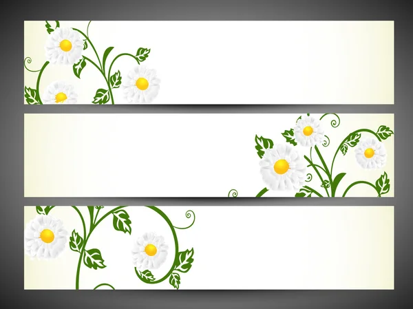 Encabezado del sitio web decorado floral y conjunto de pancartas. EPS 10 . — Vector de stock