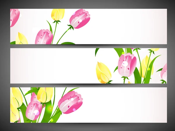 Floral ingerichte website header en banner instellen. EPS 10. — Stockvector