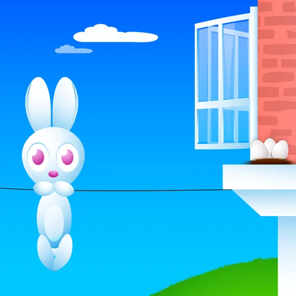 Happy easter achtergrond met hangende paashaas, — Stockvector